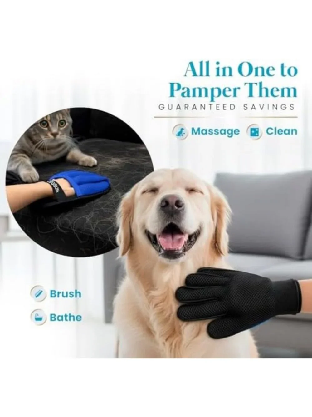 Grooming Kit for Cats – Deshedding Gloves & Self-Cleaning Mitt for Shedding